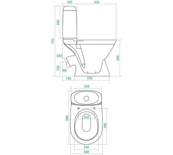 Унитаз-компакт Santek Римини косой выпуск, 2 режима, сиденье DP 1WH302130 441394