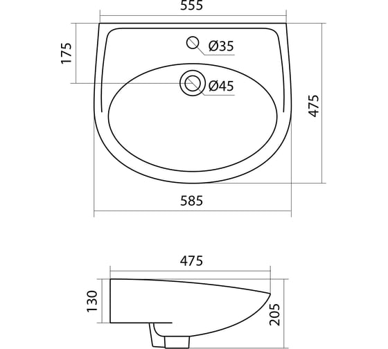 Умывальник Santek Бореаль-60 с 1 отверстием 1WH110484 30291