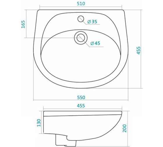 Умывальник Santek Бриз-55 с 1 отверстием 1WH110460 414983