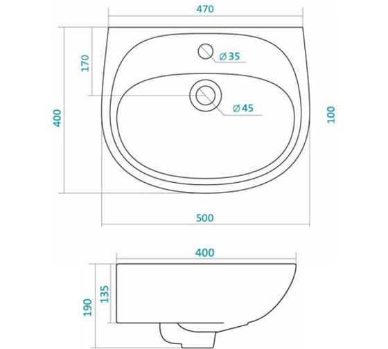 Умывальник Santek Анимо-50 с 1 отверстием 1WH110496 415995