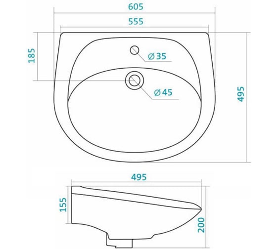 Умывальник Santek Бриз-60 с 1 отверстием 1WH110466 30289