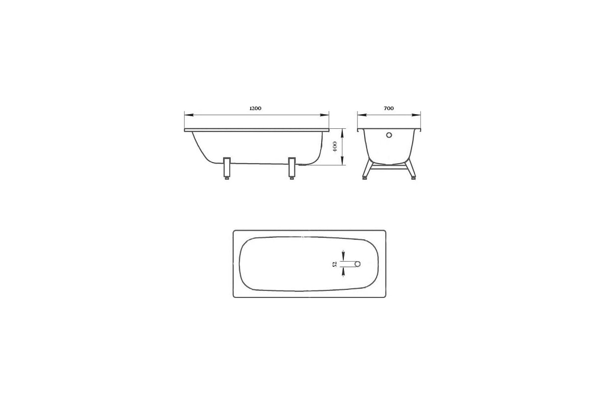Ванна ВИЗ Donna Vanna DV-23901 1200х700х400 мм, стальная эмалированная ...