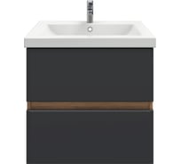 Тумба подвесная Sanstar Graffa 50 с раковиной Como 50 (комплект) для ванной комнаты Дуб вотан, графит софт450.1-1.4.1.ККОМ 32260380