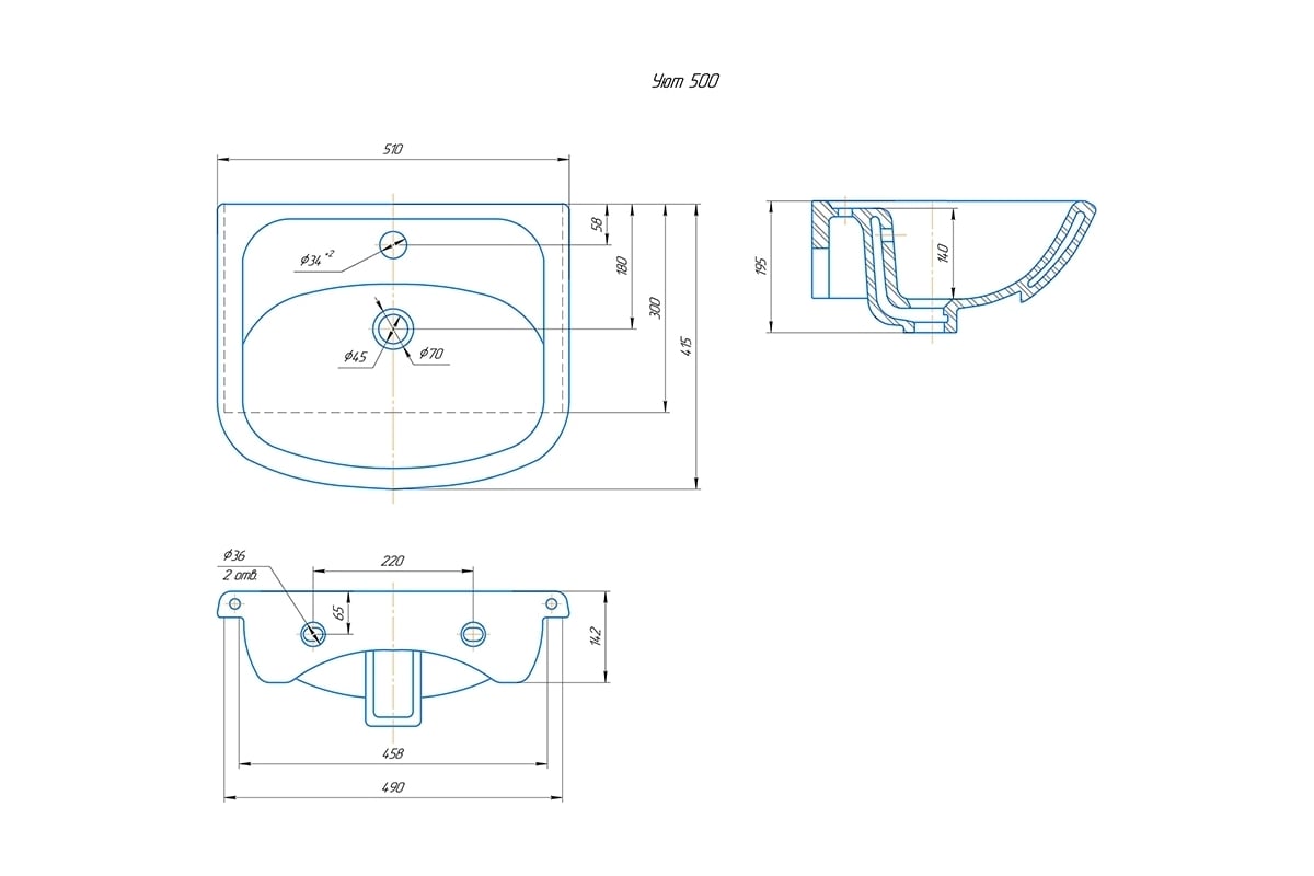 Умывальник ROSA Уют 50 5428 - выгодная цена, отзывы, характеристики ...