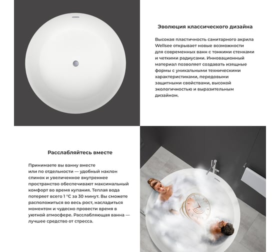 Отдельностоящая акриловая ванна Wellsee Pour Plus 150x150 см в наборе 4 в 1 237101003