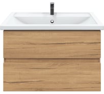 Тумба подвесная для ванной комнаты Sanstar Lavanti 70 с раковиной Фостер 70 (комплект) Дуб вотан 440.1-1.4.1.КФОС