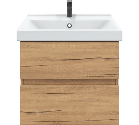 Тумба подвесная для ванной комнаты Sanstar Lavanti 60 с раковиной Фест 60 (комплект) Дуб вотан 439.1-1.4.1.КФЕС