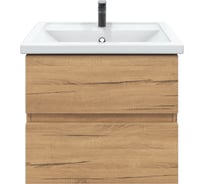 Тумба подвесная для ванной комнаты Sanstar Lavanti 60 с раковиной Фостер 60 (комплект) Дуб вотан 439.1-1.4.1.КФОС