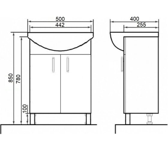 Напольная тумба с раковиной Orange Роса голубая Ro-50TUB+RA