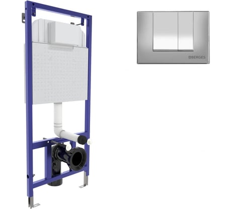 Инсталляция для скрытого монтажа унитаза Berges NOVUM кнопка S3 хром глянец 549576 040243