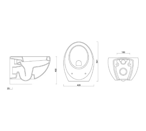 Подвесной унитаз BERGES OVO Rimless, сидение дюропласт Ovo SO 082116