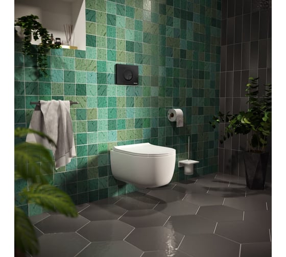 Инсталляция для скрытого монтажа унитаза BERGES NOVUM кнопка R5 Soft Touch черная 040225