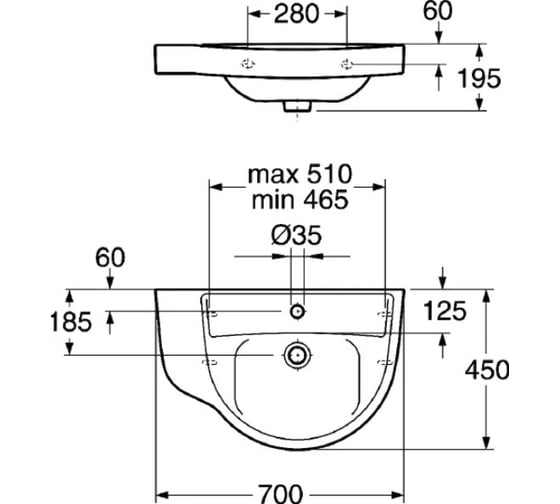Раковина для установки на болтах/кронштейнах Gustavsberg 2700 V Nordic GB1127000109