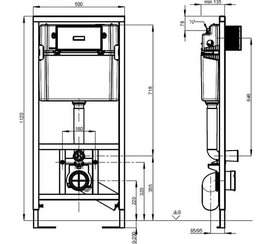 Инсталляция Gustavsberg 3 в 1, клавиша хром 92211461