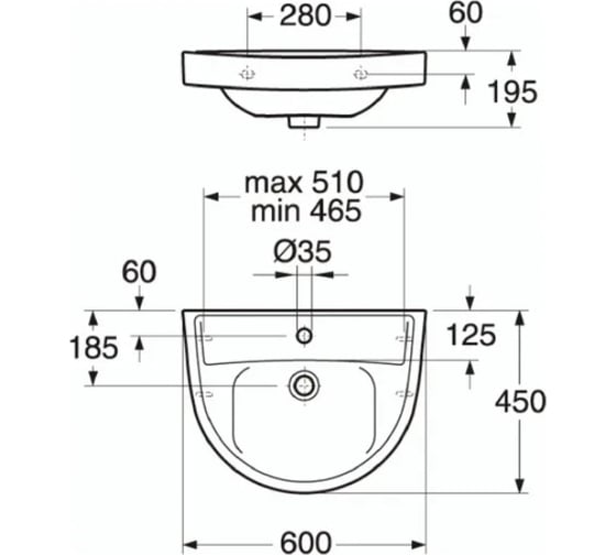 Раковина для установки на болтах/кронштейнах Gustavsberg 2600 Nordic GB1126000101