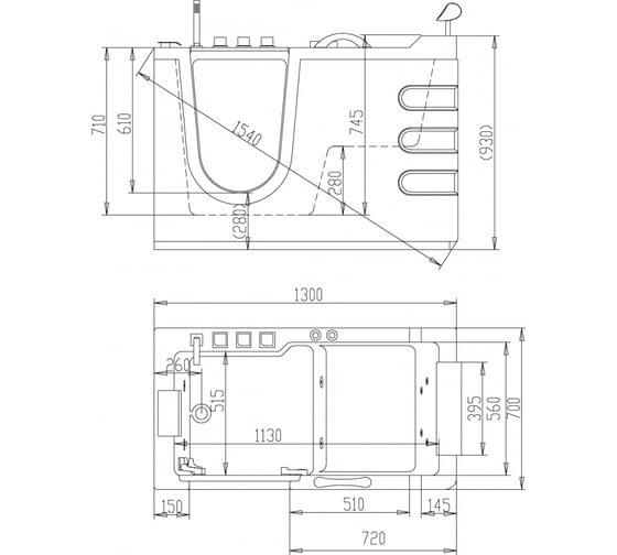 Акриловая ванна ABBER AB9000 B L