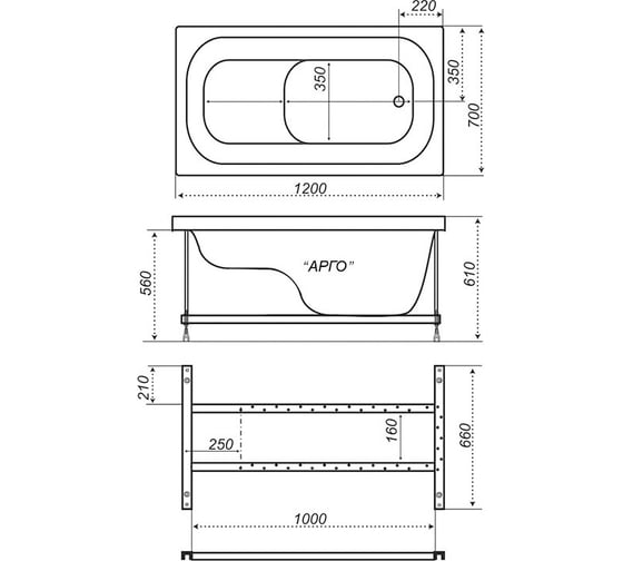 Акриловая ванна Triton Арго 120 Щ0000003037
