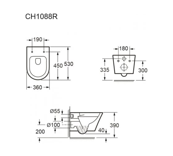 Подвесной унитаз Imex CH1088R Rimless Arco 00188782
