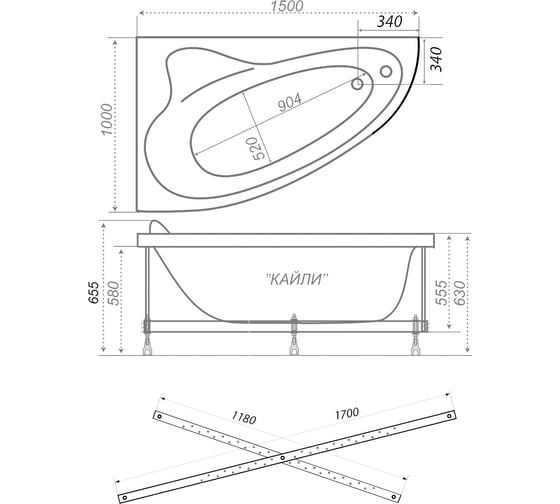 Акриловая ванна Triton Кайли 150 правая Н0000020134