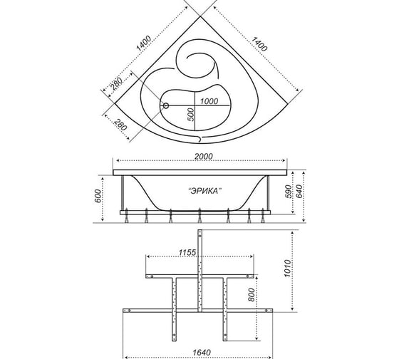 Акриловая ванна Triton Эрика 130 Н0000000221