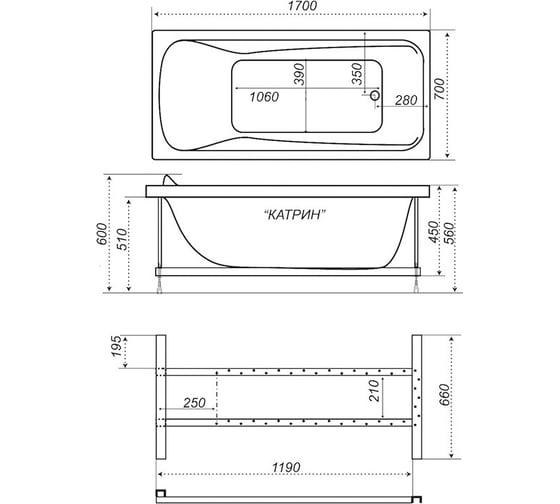 Акриловая ванна Triton Катрин 170 Щ0000042335