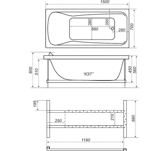 Акриловая ванна Triton Кэт 150 Щ0000042336