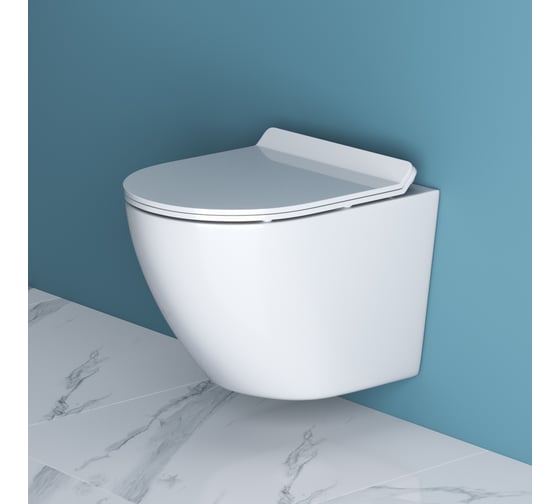 Унитаз подвесной безободковый с быстросъемным сидением с миколифтом BelBagno SFERA-R BB046CHR/BB2111SC