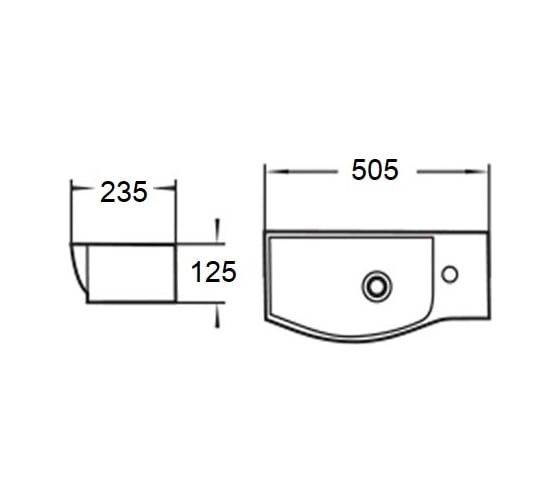 Раковина подвесная Weltwasser WW AISBACH 7950 GL-WT R глянцевая белая, 505x235x125 мм 10000008693