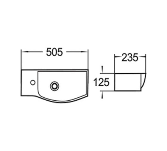 Раковина подвесная Weltwasser WW AISBACH 7950 GL-WT L глянцевая белая, 505x235x125 мм 10000008692