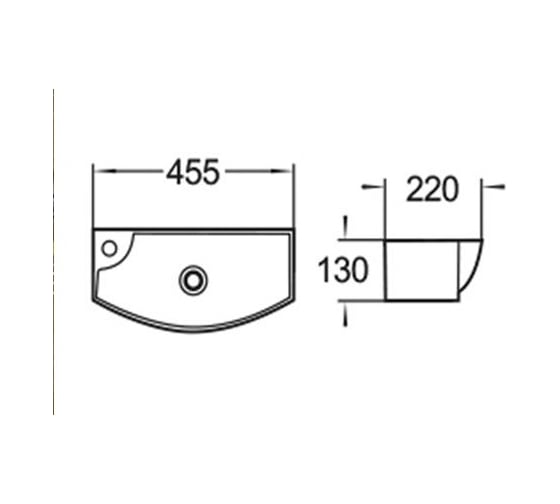 Раковина подвесная Weltwasser WW AISBACH 7946 GL-WT L глянцевая белая, 455x220x130 мм 10000008694