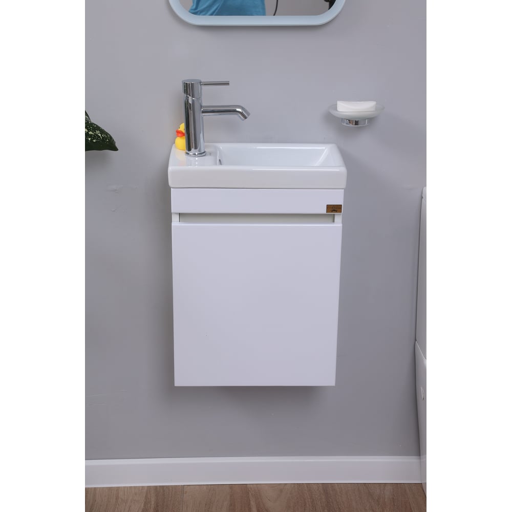 Тумба подвесная для ванной Alcora Compact с раковиной COMO 40, белый UM ...