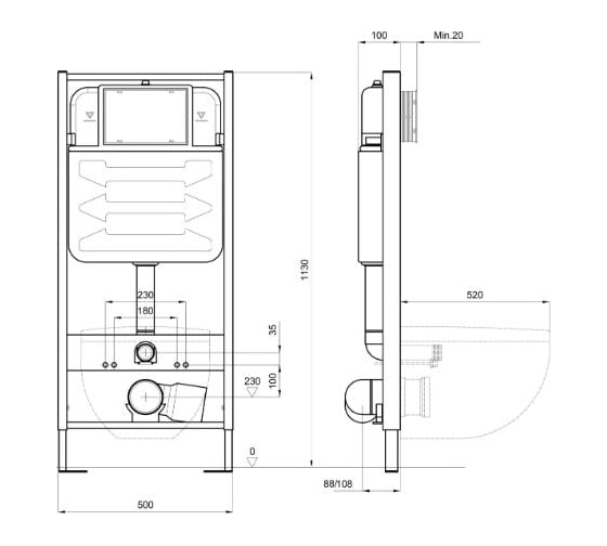 Инсталляция с унитазом AQUATEK SET EY ЛИБРА N KDI15 (рама Standard INS-0000012 с клавишей KDI-0000015 и крепежом KKI-0000002+унитаз ЛИБРА AQ0530N-00 с тонким сиденьем 00000137035
