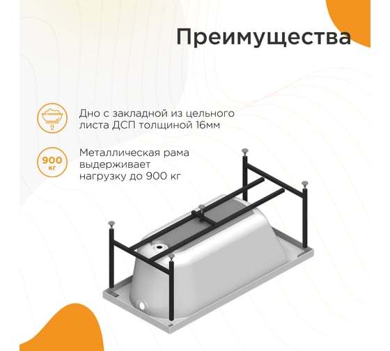 Акриловая ванна Радомир Николь 180х80, каркас 2-01-0-0-1-210Р