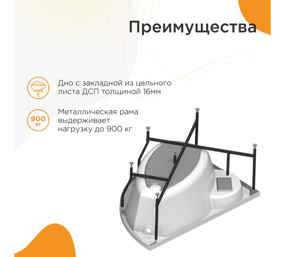 Акриловая ванна Радомир Алари 168х120 правосторонняя каркас 2-01-0-2-1-218