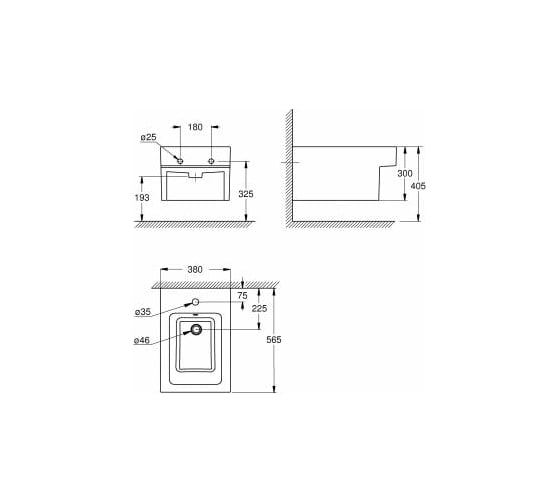 Подвесное биде Grohe Cube Ceramic 3948600H
