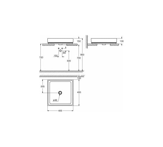 Раковина Grohe Cube Ceramic свободностоящая, без перелива, 40 см 3948200H