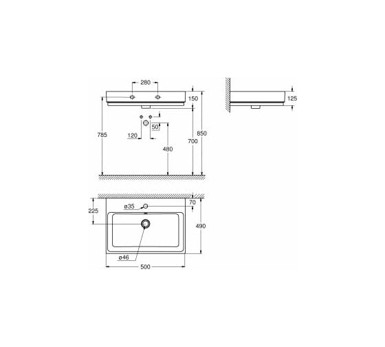 Подвесная раковина Grohe Cube Ceramic 50 см 3947400H