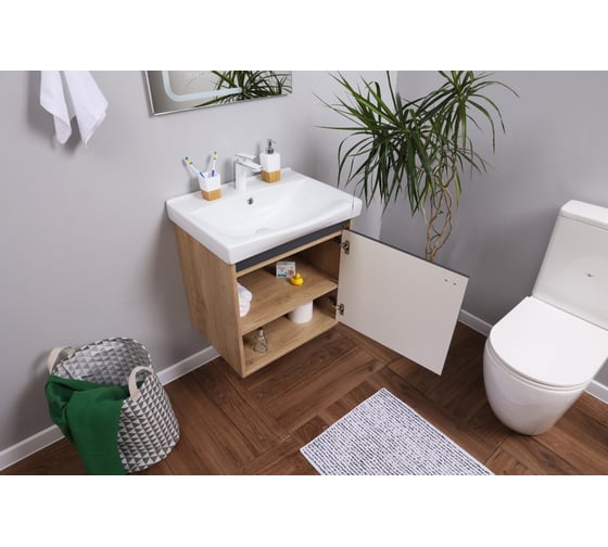 Комплект тумба Litos c раковиной Como 60 Alcora UM-COM60/1-w 60927+96407
