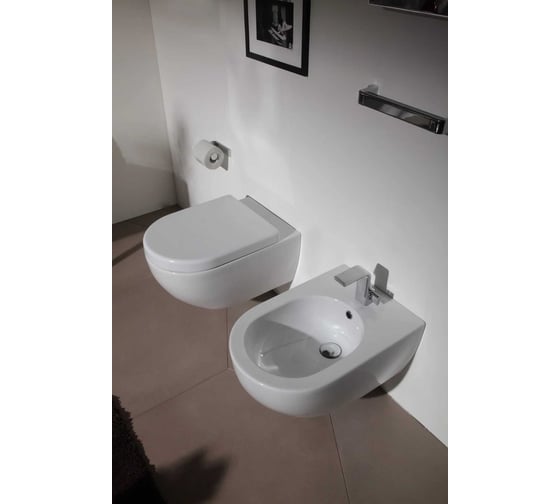 Подвесное биде Flaminia App 540x360хh270 мм, 1 отверстие для смесителя, перелив, крепление в комплекте, керамика, цвет белый AP218