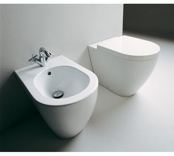 Унитаз Flaminia Link 560x360хh420 мм, напольный без бачка, с системой GoClean, универсальный выпуск, крепление арт.9003, патрубки арт. LK1012, цвет белый LK117G
