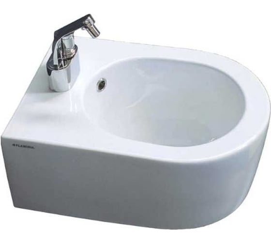 Биде Flaminia Mini Link 485x360хh200 мм, подвесное, укороченное, 1 отверстие для смесителя, перелив, крепление в комплекте, керамика, цвет белый 5065 1