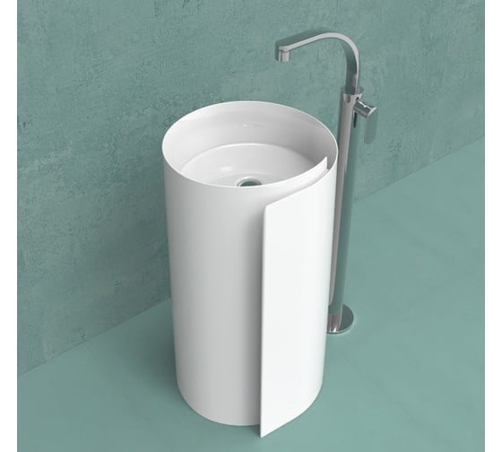 Раковина Flaminia Mono Roll 44 o 440x850 мм, напольная, отдельностоящая, без перелива, слив в пол, крепление 9005, сифон FMT/SIF, цвет белый MR44C