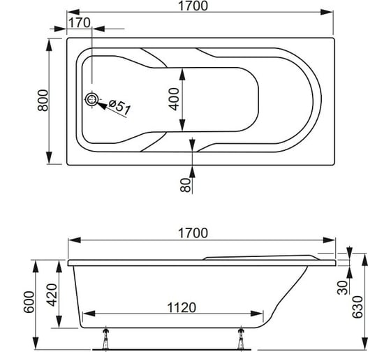 Акриловая ванна VAGNERPLAST CORVET 170 VPBA178COR2X-04