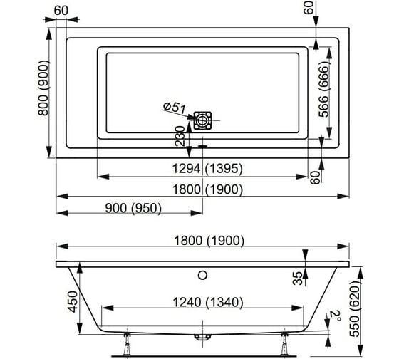 Акриловая ванна VAGNERPLAST CAVALLO 180 VPBA180CAV2X-04