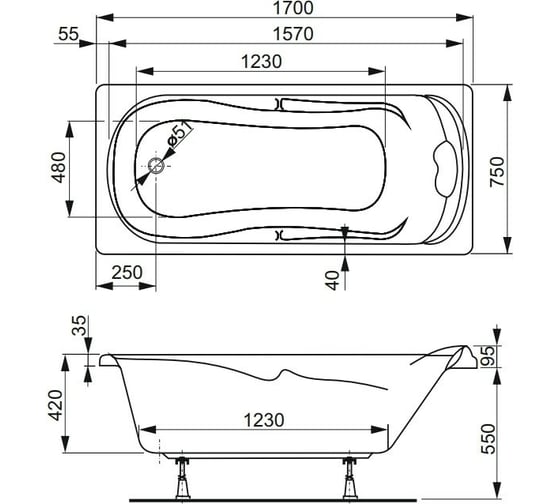 Акриловая ванна VAGNERPLAST CHARITKA 170 VPBA170CHA2X-04