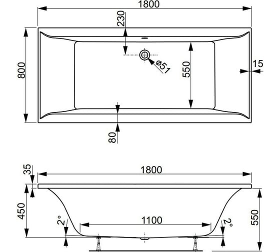 Акриловая ванна VAGNERPLAST VERONELA 180 VPBA180VEA2X-04
