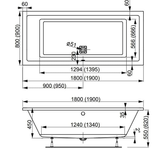 Акриловая ванна VAGNERPLAST CAVALLO 190 VPBA190CAV2X-04