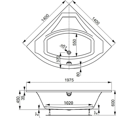 Акриловая ванна VAGNERPLAST VERONELA CORNER 140 VPBA140VEA3X-04