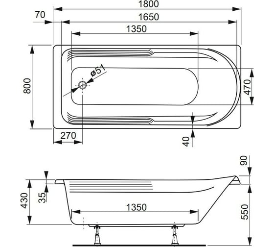 Акриловая ванна VAGNERPLAST HERA 180 VPBA180HER2X-04