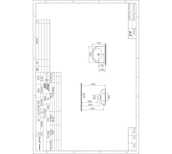 Раковина VITRA Zentrum 60 см 5786B003-0001